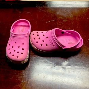 Girls crocs, pink, size 13, well worn